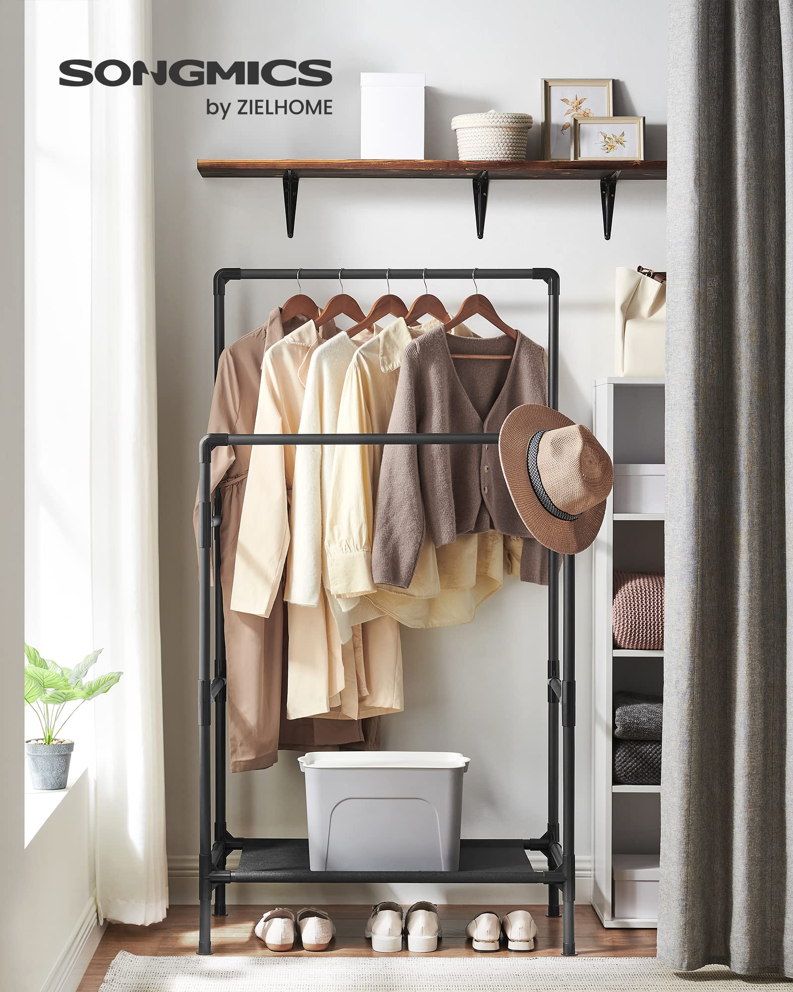 SONGMICS ブラック ハンガーラック Amazon.co.jp: SONGMICS ハンガーラック 洋服ラック 2段 幅83㎝ 衣類